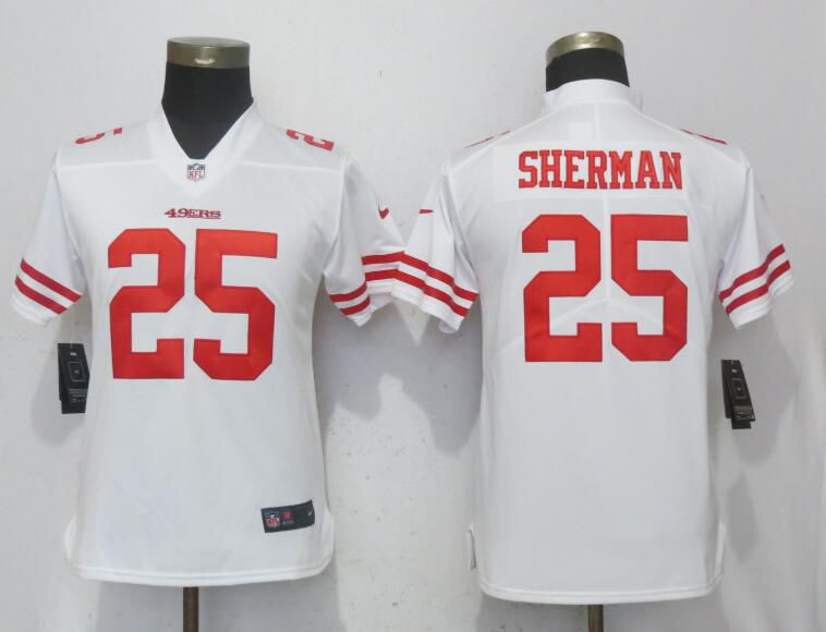 Women San Francisco 49ers #25 Sherman White Nike Vapor Untouchable Playe NFL Jerseys->tampa bay buccaneers->NFL Jersey